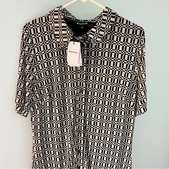 Whistles Link Check Mesh Shirt Dress Black/Multi NWT size 16 - Picture 4 of 15